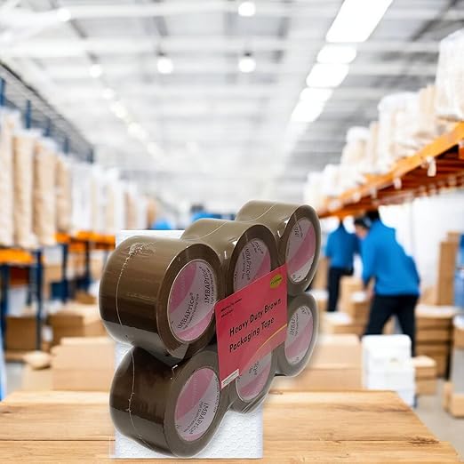 iMBAPrice 3-Inches Brown/Tan Color Shipping Packaging Tape 6 Roll of 110 Yard (6 x 330 Feet) Long 3" Packing Tape for Sealing Boxes, Packaging Parcels, Moving and Storage