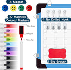 Dry Erase Calendar Whiteboard, Magnetic White Board Calendar Dry Erase Board, 16" X 12" Monthly Calendar Board Small Wall Hanging Planner Memo Whiteboard for Home, School, Office, Kitchen (Blue)