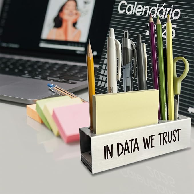 In Data We Trust Pen Holder, Data Analyst Scientist Graduation Gifts Desk Decor Stainless Steel Pencil Holders WCC60