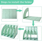 SAYEEC Magazine File Holder Folder Storage Desktop 4 Compartment Standing Hollow Green Files Bookshelf Organizer Box Office Racks Displays Holds Notebooks Documents for School Working Students