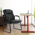 CLATINA Big & Tall 500 lb. Guest Chair, Leather Reception Chairs with Sled Base and Padded Arm Rest for Waiting Room Office Home and Meeting Conference-Black (4 Pack)