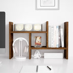 Jerry & Maggie Desktop Organizer Office Storage Rack Adjustable Wood Display Shelf Free Style Double H, Multi-Functional Mini Bookshelf for Desk Natural Stand (Natural Wood Tone)