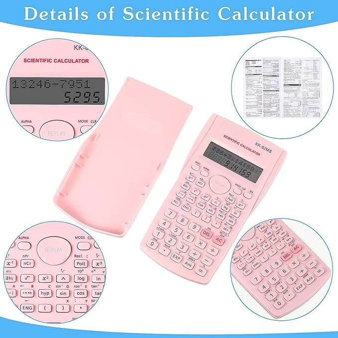 Scientific Calculators Desktop, Scientific Calculators for Students, Scientific Calculator 240 Functions 2 Line 10+2 Digits, Desk Math Calculator for School (Pink)
