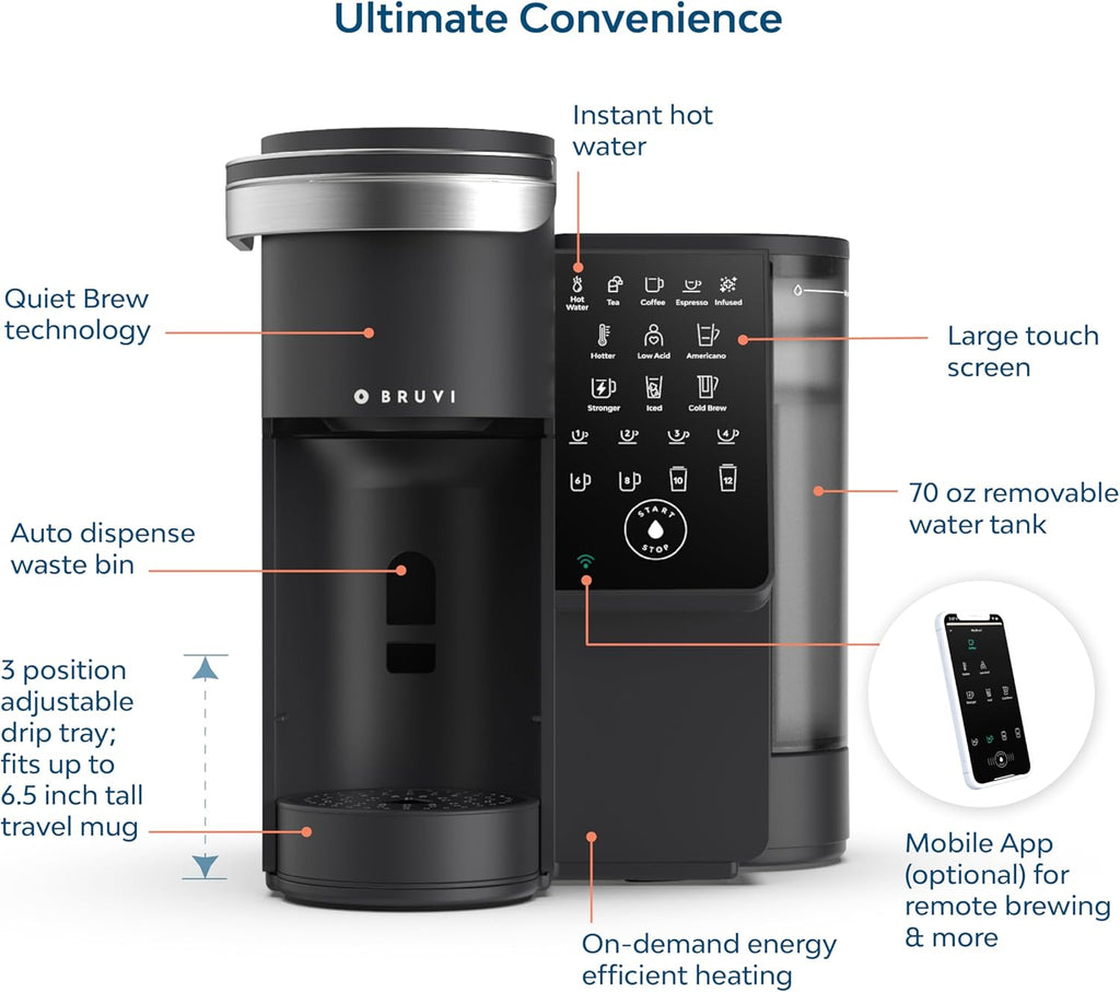 The Bundle | Single-Serve Coffee System | Includes 20 Coffee and Espresso B-Pods Coffee Brewer