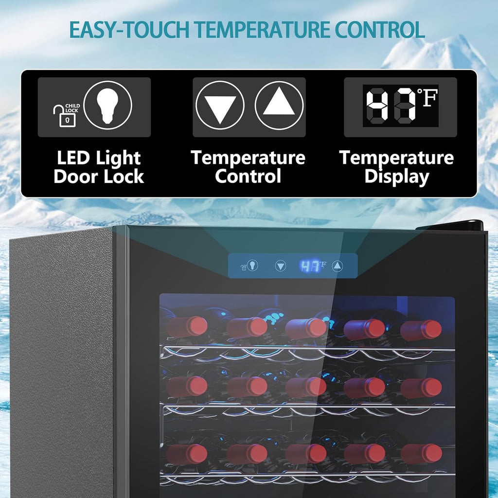 COWSAR 37 Bottle Wine Fridge, ETL Approved Freestanding Beverage Refrigerator with Smart Temp Control, 4.45 Cu.Ft. Mini Fridge Wine Cooler with Child Lock& Wavy Wire Shelves for Kitchen Bar, Black