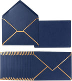 50 Pack Navy Blue A4 Envelopes 4x6 Self-Adhesive V Flap Envelopes with Gold Border for Office, Greeting Card, Wedding, Graduation, Baby Shower, Parties, Invitations (4.25x6.25 inches)