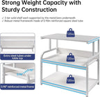 Printer Stand, 32.3" x 18.9" x 32.1" Extra Large Printer Table with Adjustable Storage Shelf, 3 Tier Rolling Printer Cart with Industrial Wheels for Home Office, White