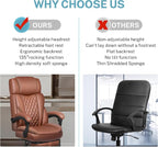 Executive Leather Office Chair, Big and Tall Office Chair with Footrest Home Office Desk Chairs, Ergonomic Computer Desk Chair with Lumbar Support, Reclining Office Chairs with Adjustable Angle