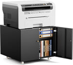 Warmiehomy Metal Printer Stand with Storage Mobile Printer Tables for Small Spaces with Door Adjustable Shelf Black File Cabinet on Wheels for Home Office