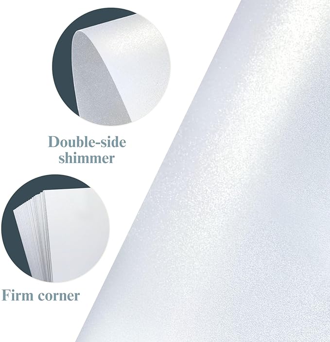 White Shimmer Blank Cards and Envelopes, Goefun 5x7 Flat Cardstock and A7 Envelopes Self Seal 100 Pack for Wedding, Invitations, DIY Greeting Cardstock, Thank You Cards & All Occasion (Unfolded)