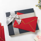 50 Pack A7 Envelopes Red 5 x 7 Self-Adhesive V Flap Envelopes with Gold Border for Office, Greeting Card, Wedding, Graduation, Baby Shower, Parties, Invitations (Red, 5x7)