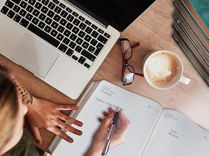 Thick Lined Journal Notebook with Pen, 360 Pages 100gsm Paper, Brown Sprayed Edge, Journal for Writing B5 Ruled Notebook ,Leather Hardcover,Perfect for Work, Office or School, 7.8'' x 10'' Dark Grey