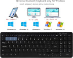 Wireless Bluetooth Keyboard, Universal Multi-Device Keyboard with Number Pad and Media Hotkeys, USB + Dual BT Connection, Ergonomic Design Slim for Windows Computer/Laptop/Tablet