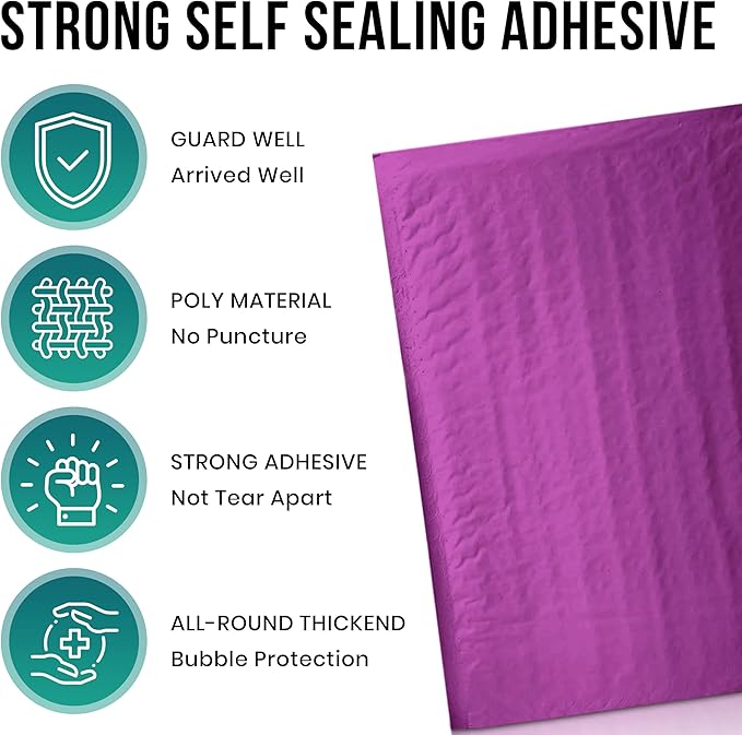 Levex - #0000 4" x 6" [5 Pack] Purple Poly Bubble Mailers, Padded Envelope Mailers, Packing Envelope & Mailing Bags for Shipping