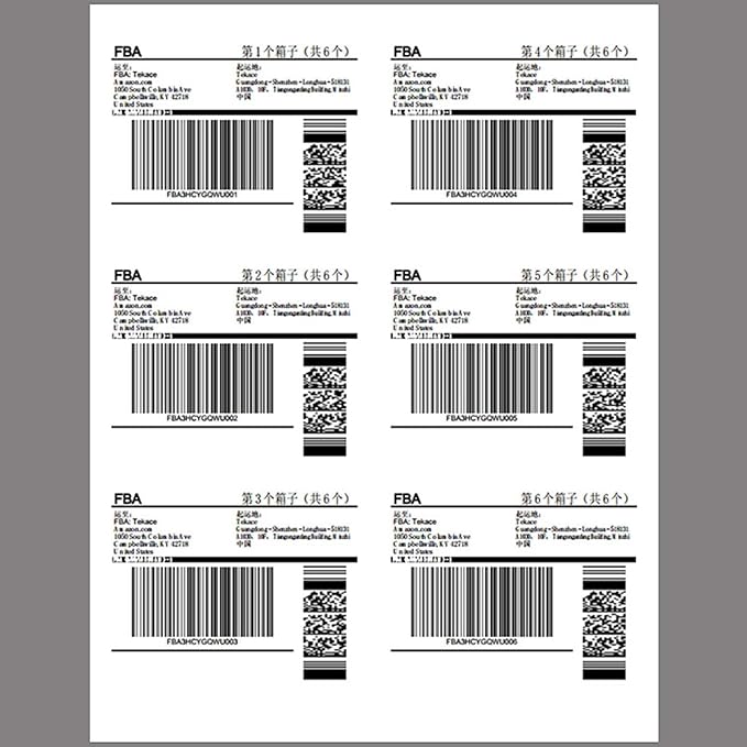 Coopaty 100 Sheets FBA Adderss Labels, 6 per Sheet 3-1/3" x 4" Label Stickers for Laser & Inkjet Printers, 6 Up Shipping Labels, 600 Printable White Sticker Paper