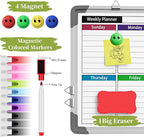 Dry Erase Calendar Whiteboard for Wall, Polegas 16" X 12" Magnetic White Board Board, Small Wall Monthly Double Sided Boards Student, Home, Office (Red)