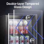 Small Beverage Refrigerator Cooler, 1.6 Cu.Ft Mini Fridge with Tempered Glass Door, 60 Cans Wine Drink Beer Fridge for Office Bedroom Bar, 7 Level Temperatures, Adjustable Shelf (12 Oz)