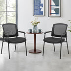 CLATINA Office Reception Guest Chair Mesh Back Stacking with Ergonomic Lumbar Support and Thickened Seat Cushion for Waiting Conference Room Black 2 Pack