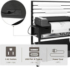 Natwind Wide Format Printer Stand, Plotter Workbench Table with Pull-Out Drafting Storage, Roll Paper Holder, Accessory Drawer, Adjustable Storage Shelf for Plotters and Cutting Machines (Black)