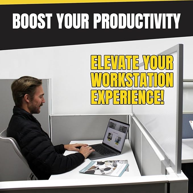 OBEX Privacy Screen & Office Panel Extender for Office Cubicles, Polycarbonate Desk Privacy Panel & Divider for Office Cubicle, 12" x 24", White