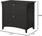 Bush Furniture Salinas 2 Drawer Lateral File Cabinet in Vintage Black, Home Office Storage Solution, Organizer with Drawers for Workspace, Filing Unit