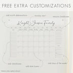 Personalized Clear Acrylic Calendar for Wall, Calendar Whiteboard for Wall, Dry Erase Wall Calendar, Wall Calendar Organizer System for Home (Cursive, White, 47.5"W x 36"H)