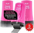 Guard Your ID Advanced 2.0 Rollers Identity Privacy Marker for Blocking Out Address, Private, Prescription Information (Regular 3-Pack, Pink)