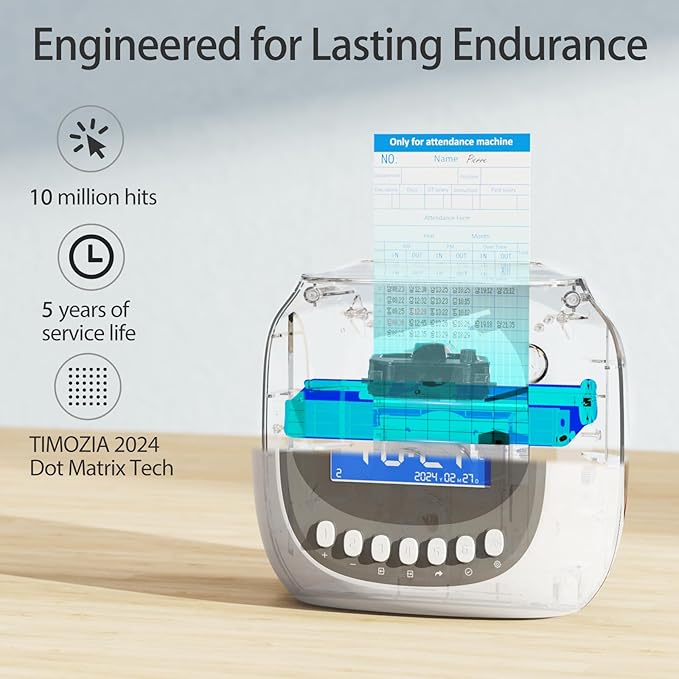 Time Clocks for Employees Small Business, Auto-Align Time Clock, 6 Punches per Day Time Machine, Clock in Machine for Employees with 100 Time Cards, 2 Ink Ribbons and 4 Racks(Military time)