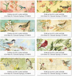Seasonal Birds Address Labels (8 Designs) - Set of 144 1-1/8" x 2-1/4" Self-Adhesive, Flat-Sheet Labels