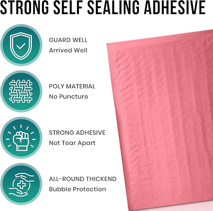 Levex - #0 6" x 10" [10 Pack] Pink Poly Bubble Mailers, Padded Envelope Mailers, Packing Envelope & Mailing Bags for Shipping