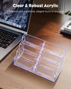 Uniclife 4 Pack Acrylic Business Card Holder for Desk 8 Slots Clear Business Card Display Stand for Men & Women Desktop Business Card Organizer Card Stand for Office Home Exhibition, 480 Card Capacity