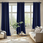 MIULEE Navy Blue Blackout Curtains for Bedroom Living Room 90 Inches Long 2 panels, Thermal Insulated Room Darkening Drapes Solid Grommet Top Noise Reducing Light Blocking Window Treatments 40x90 Inch