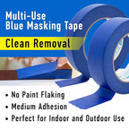ABRO 6-Pack Blue Painters Tape: 18mm x 55M All Purpose Blue Tape, Temporary Labeling, Easy Tear, Clean Removal, Masking Tape Colored, DIY or Professional Use