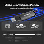 512GB Fast External SSD Flash Drive Up to 2000MB/s USB3.2 Gen2, 2-in-1 Dual USB A +Type-C Drive, USB Memory Stick Solid State Thumb Drive for iPhone 15/16/Android/Windows/MacPC/Laptops