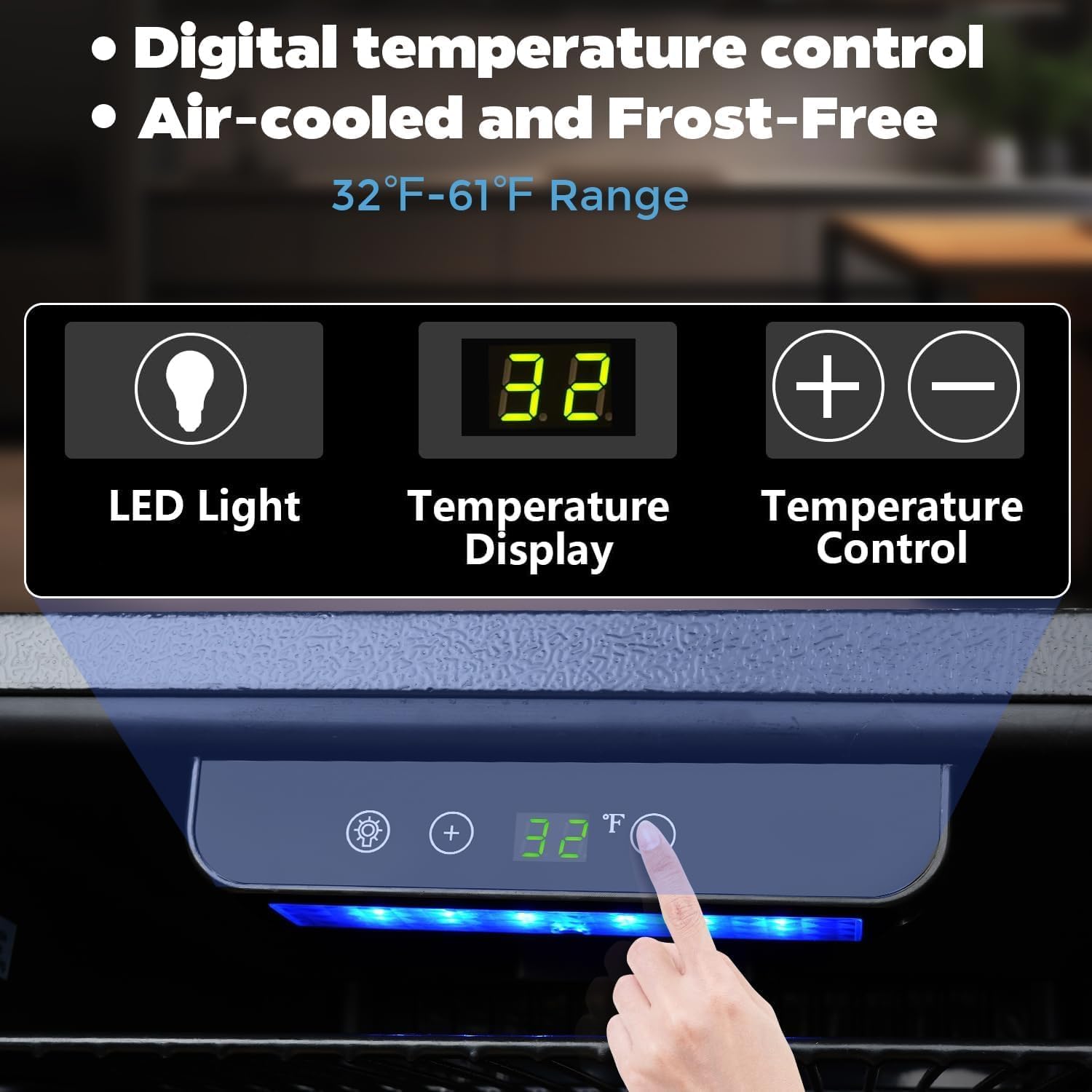 COWSAR Mini Fridge Cooler, 130 Can Beverage Refrigerator with Glass Door, ETL Approved Wine Fridge with Digital Temperature Control, LED Light, Reversible Door for Home, Office, Bar - 3.2 Cu.Ft