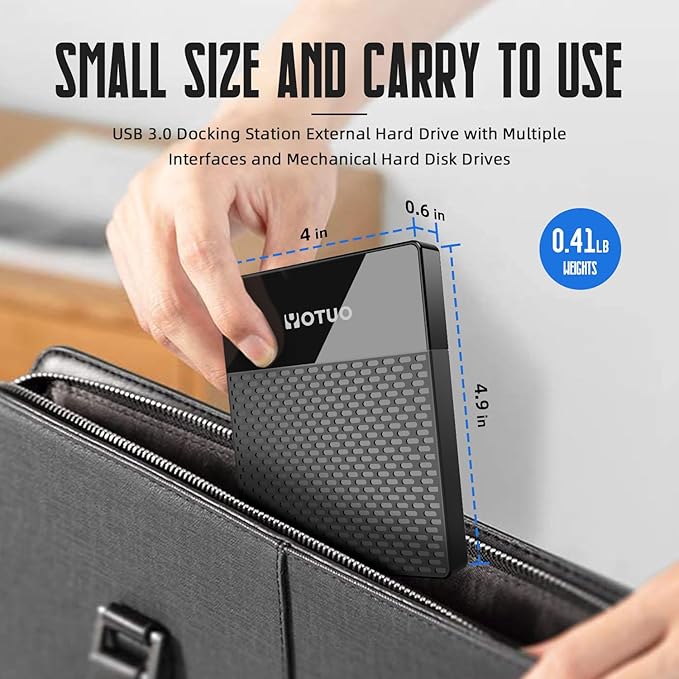 Portable Docking Station External Hard Drive 750GB Storage, USB C Multiport Hub HDD 7-in-1, USB 3.0, SD/TF Card Reader, for Windows, Mac, Android, TV, Phone, Laptop, Desktop