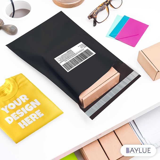 Black Poly Mailers 9x12 Inch | Strong Adhesive Self-Seal mailer Bags | Tamper, Tear, Water Resistant Shipping Envelopes | Thick Strong Material Polymailer Bags Clothing Bag | 1000 Pack Bulk