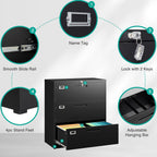 SISESOL 3 Drawer Lateral File Cabinet with Lock,Black Lateral Filing Cabinet,Horizontal Metal Filing Cabinets,Locked Wide Three Drawer File Cabinets for Office Home,Fit A4/F4/Letter/Legal File