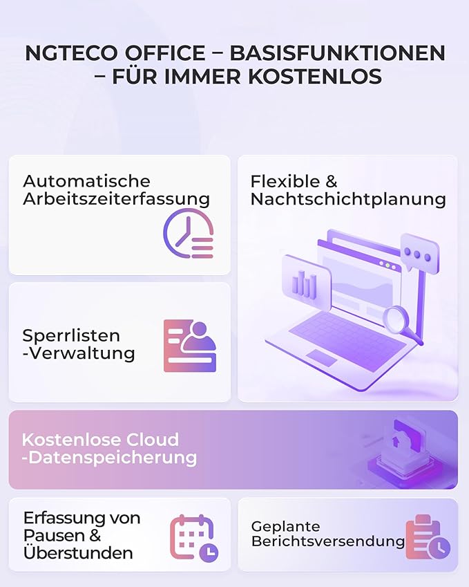 NGTeco Cloud Time Clock, Upgraded TC1 Remote Control 2.4GHz WiFi Time Card Machine for Small Business with Software & App for iOS/Android, Includes 5 RFID Cards No Monthly Fees