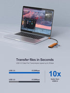 USB 3.0 Hub,4 Port USB Splitter Extender Portable Adapter Multiport Data Hub for Laptop,Xbox, Flash Drive,HDD,Console,Camera,Keyborad,Mouse Windows,Mac OS PC,Not Designed to Charge Devices-Orange