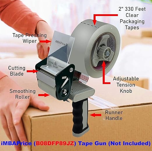 iMBAPrice 2-Inches Clear Sealing Tape, 6 Rolls of 110 Yards (6 x 330 Feet) 2" Wide Shipping Tape for Box Office Moving Packaging Shipping