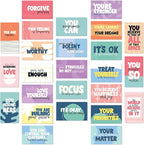Strong Mental Health Mini Quote Cards / 50 Motivational Kindness Cards / 25 Vibrant Uplifting Designs / 2" x 3.5" Flat Business Card Size/Small Inspirational Daily Quote Cards
