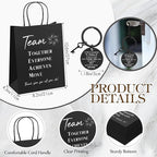 12 Set Employee Appreciation Gifts Bulk Inspirational Gifts Team Gift Bag PU Leather Notepad Holder with Pen Holder Team Keychain Ballpoint Pen Bulk Gifts for Colleagues Employees(Team)