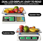 Price Computing Scale 88lb/40kg LCD Digital Commercial Price Scale with Stainless Steel Platform,Produce Scale & Food Scale for Farmers Market, Retail Outlets, Meat Shop (Tray)