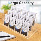 Vertical Business Card Holder, Acrylic Business Card Display, Clear Desktop Business Card Stand for Exhibition, Home & Office Clear 3 Tiers 12 Slots