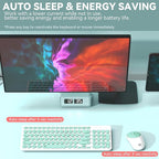 FD Wireless Keyboard and Mouse Combo - 2.4GHz USB Cordless, Cute Round Keys, Quiet and Slim Set for Laptop, Computer, TV, and Mac - Mint Green & White