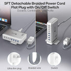 200W Charging Station for Multiple Devices, 8-Port USB C Charger Block Fast Charging, 65W Type C GaN Power Adapter for Cellphones, Tablets, Laptops, Multi Chargers USB Hub Flat Plug