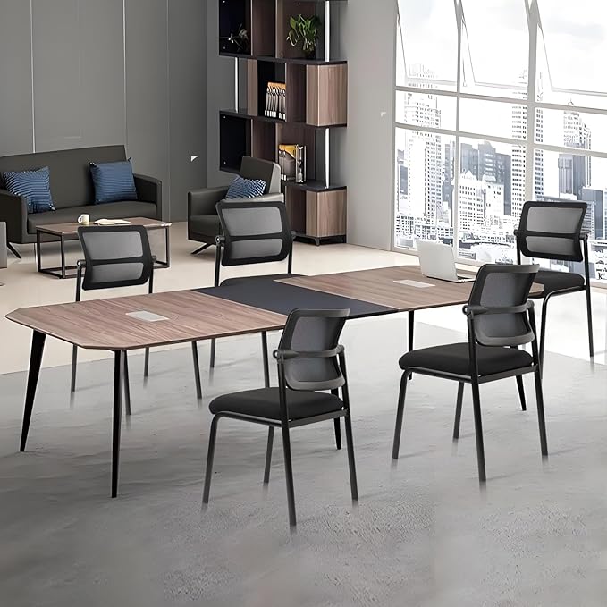 CLATINA Stacking Armless Office Waiting Room Chair with Adjustable Backrest, Stackable Mesh Guest Reception Desk Chairs with Ergonomic Lumbar Support for Home Conference Lobby Side School, Black