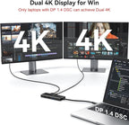 HODO USB C Docking Station Dual Monitor Adapter for Dell HP, Laptop Docking Station 3 Monitors Quad Display USB C Hub Dongle to 2 HDMI 4K,DP 8K, VGA,4 USB,PD, Adapter 9 in 1 Laptop Dongle