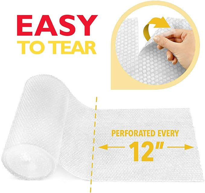 12 inch x 30 ft Bubble Cushioning Wrap, Perforated Every 12" Protective Packing Moving & Shipping Supplies for Boxes & Fragile Items